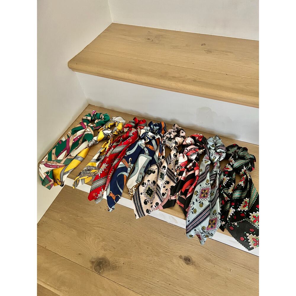 Scrunchie Ponytail Scarf Hair Tie - Bundle of 8 Scrunchies
